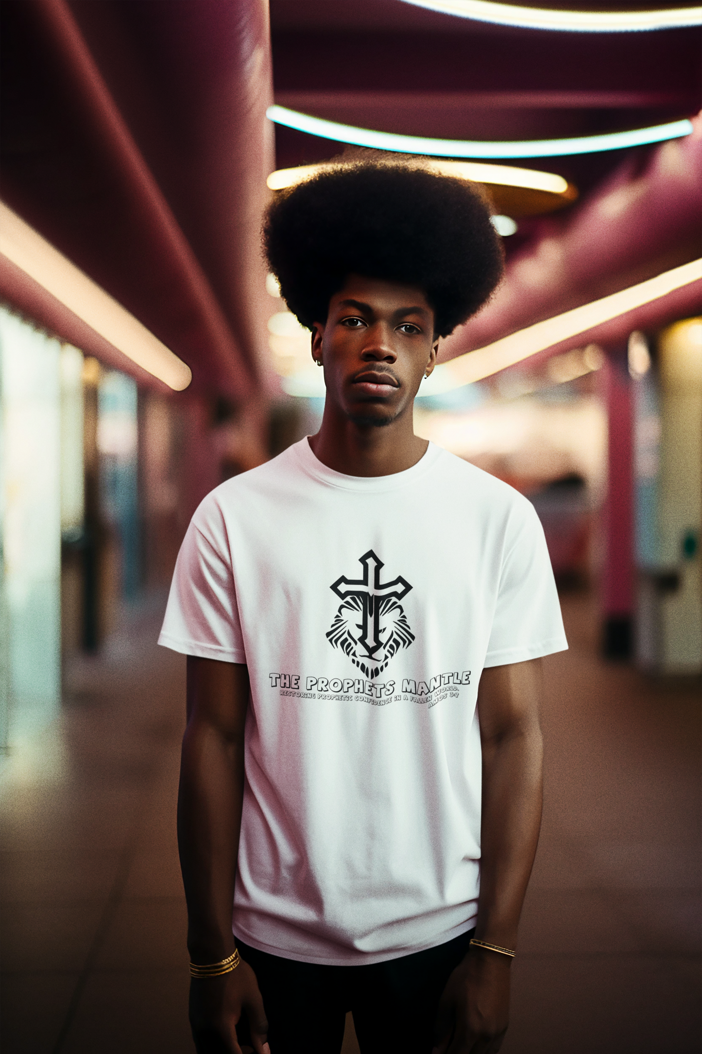 White Short Sleeve Shirt with Black Logo